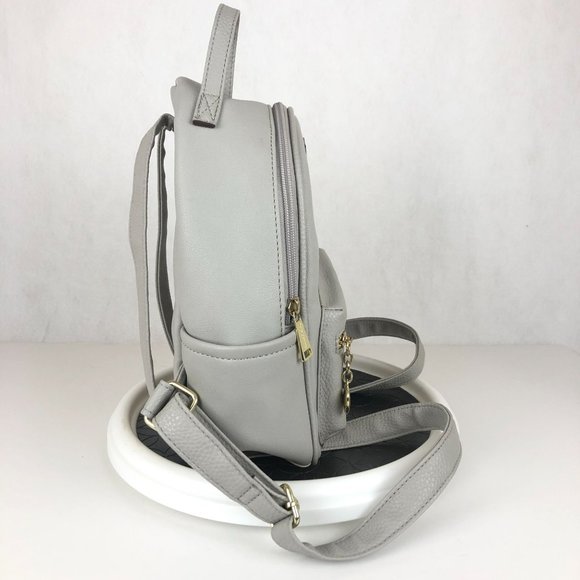Juicy Couture Grey Gold Embellished Logo Front Top Handle Mini Backpack - Picture 4 of 15